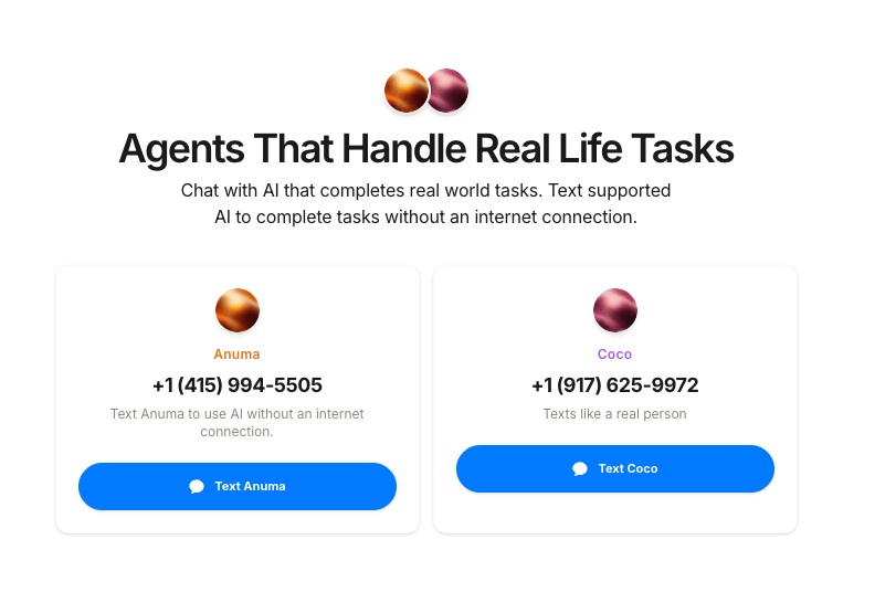Agents marketplace showing Anuma and Coco