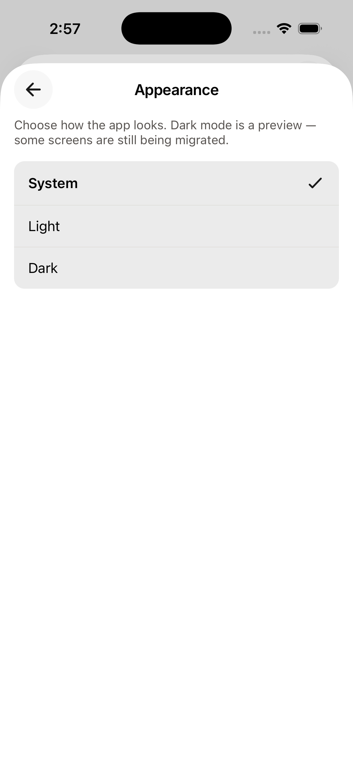 Appearance and theme settings on iOS